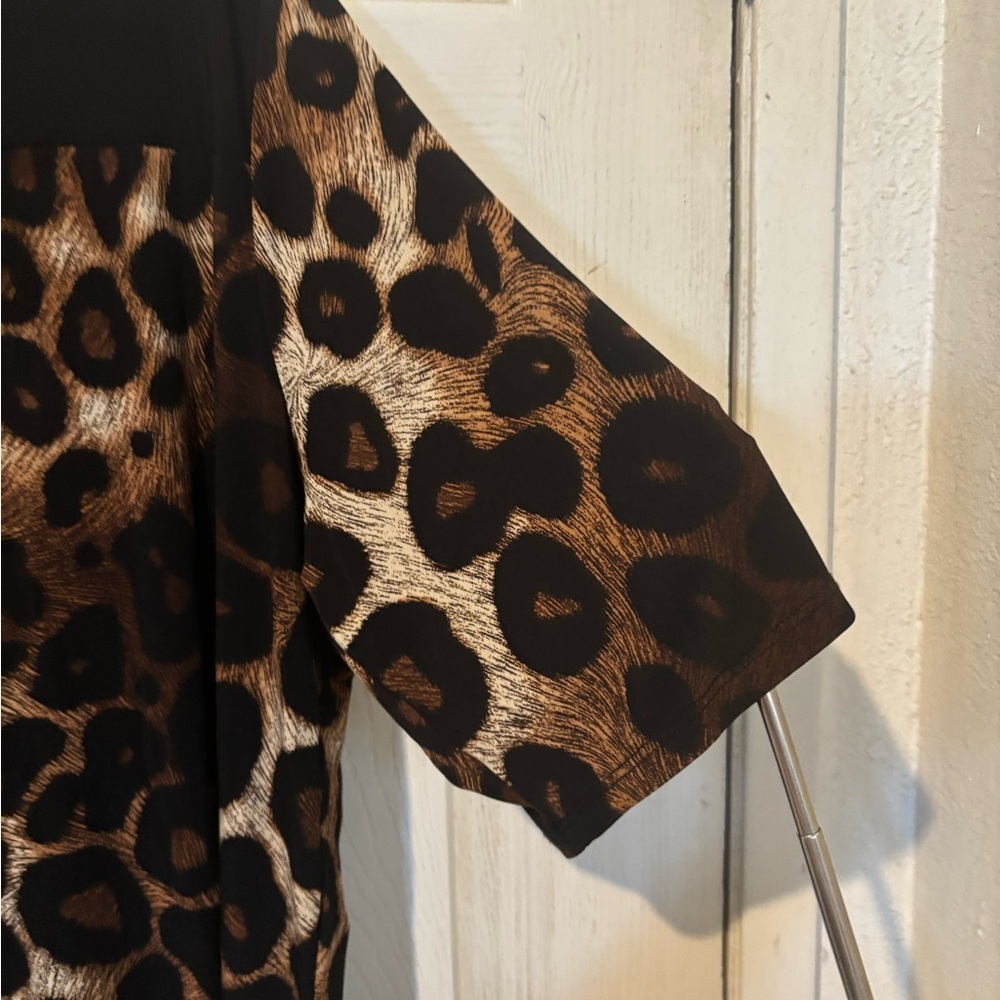 Brown and Black Leopard Print Blouse - Picture 4 of 4